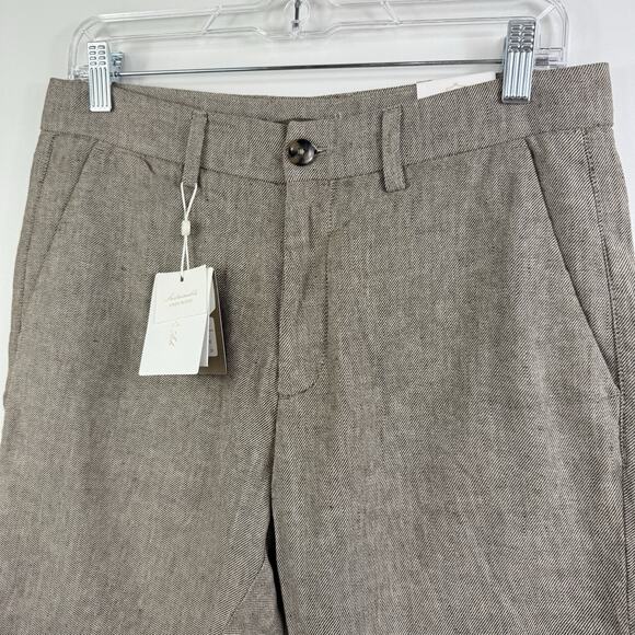 Porter & Ash New Linen Cotton Blend Shorts Mens 30 Sustainable Preppy Brown Tan - Picture 2 of 11